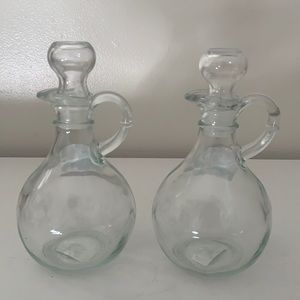 Glass Set Of Oil / Vinegar pouring Glass With Toppers. New.